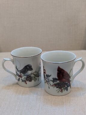 Lenox Winter Greetings Bird Fine Porcelain Mug Set by Catherine McClung Set of 2
